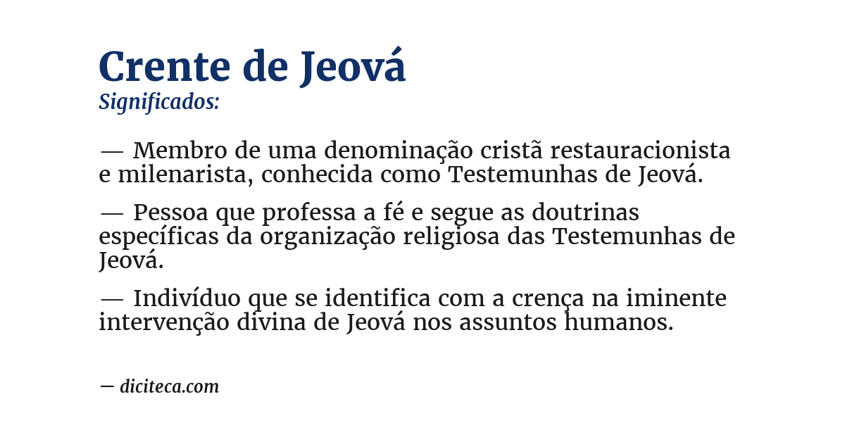 Significado de crente de jeová