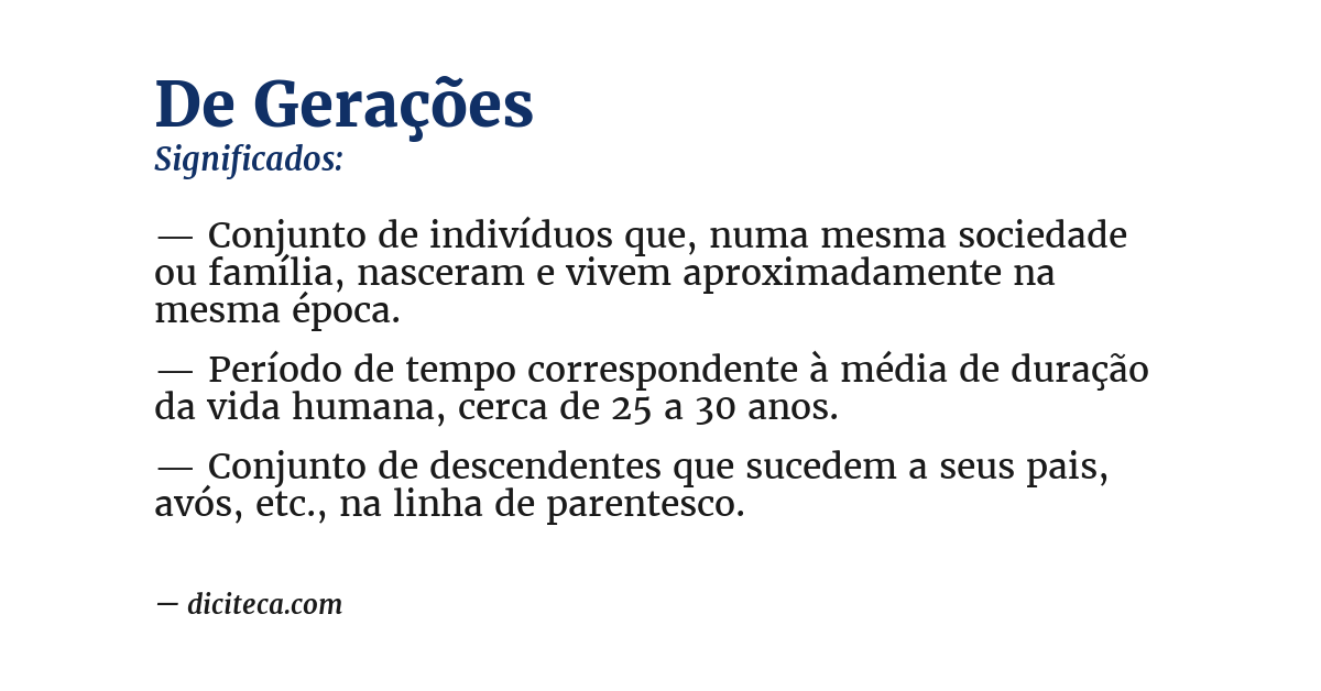 Significado de de gerações