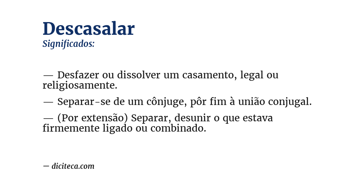 Significado de descasalar