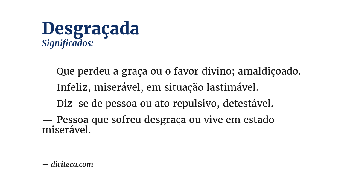 Significado de desgraçada
