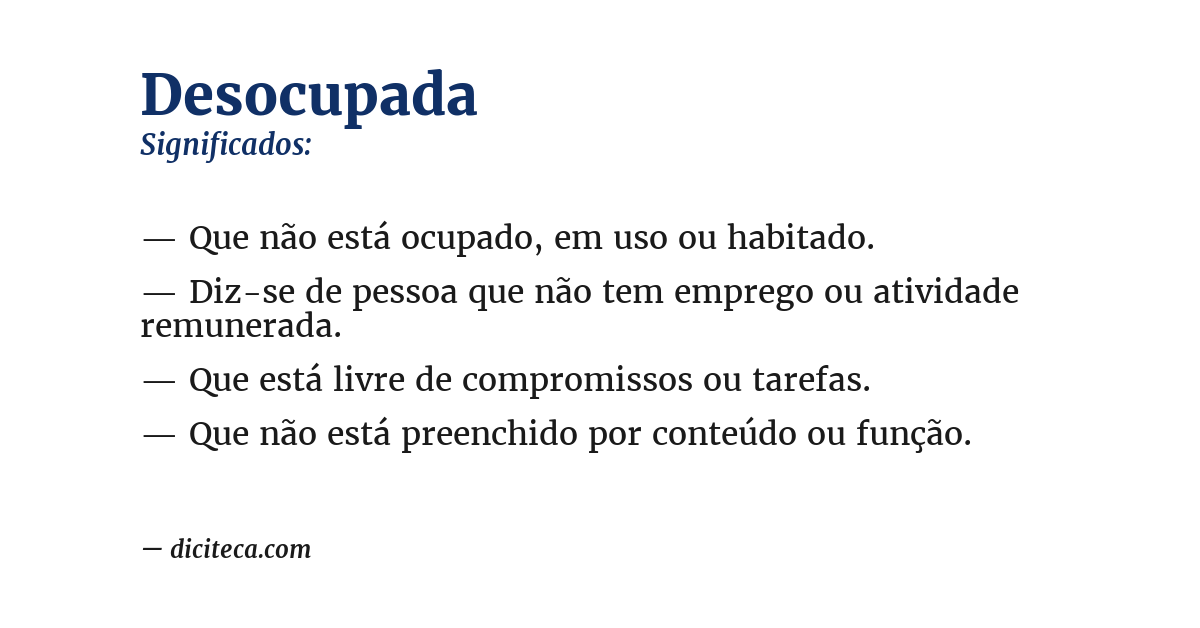 Significado de desocupada
