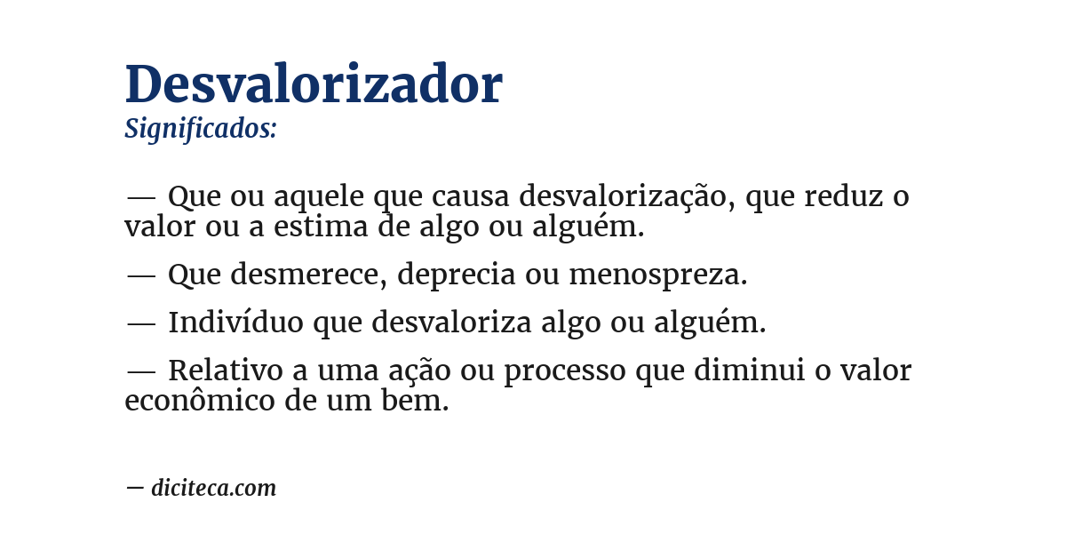 Significado de desvalorizador