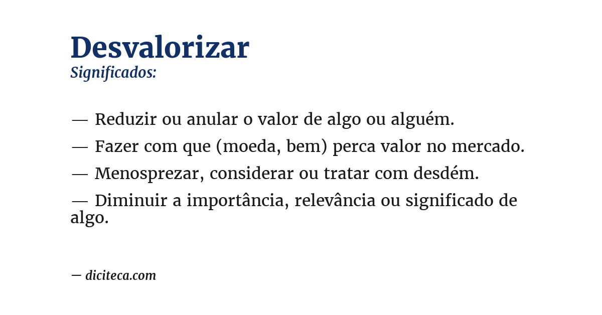 Significado de desvalorizar