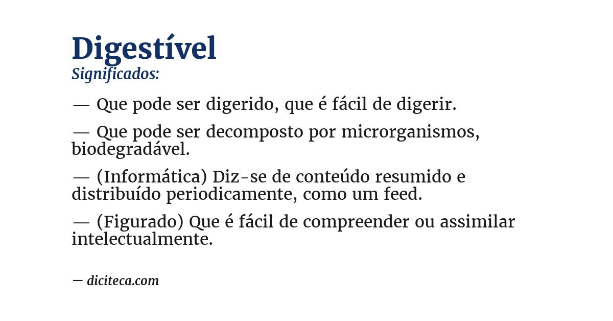 Significado de digestível