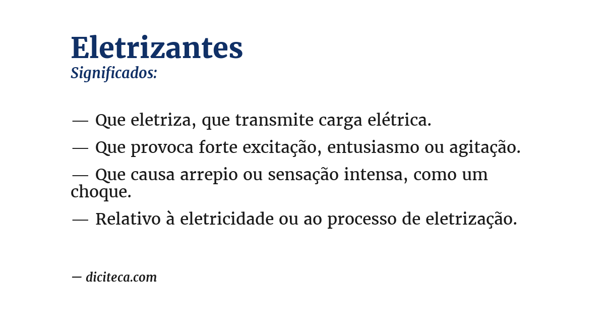Significado de eletrizantes