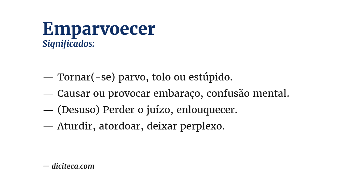 Significado de emparvoecer
