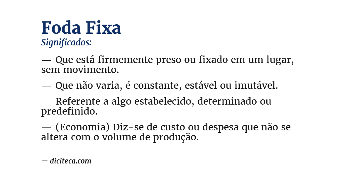 Significado de foda fixa