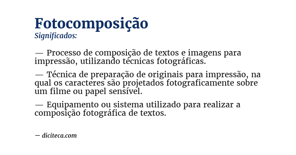 Significado de fotocomposição