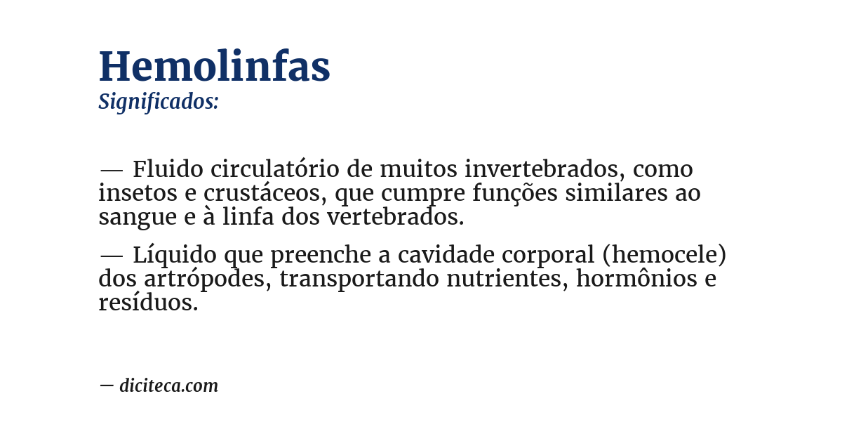 Significado de hemolinfas