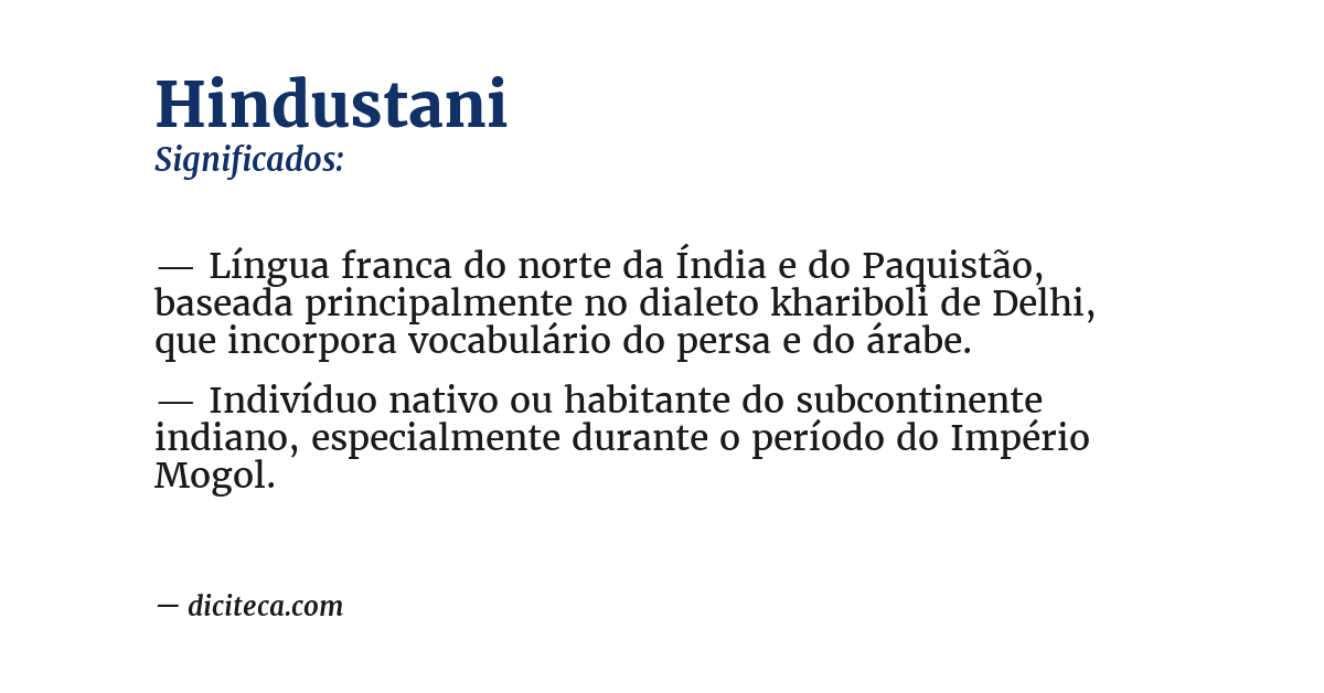 Significado de hindustani
