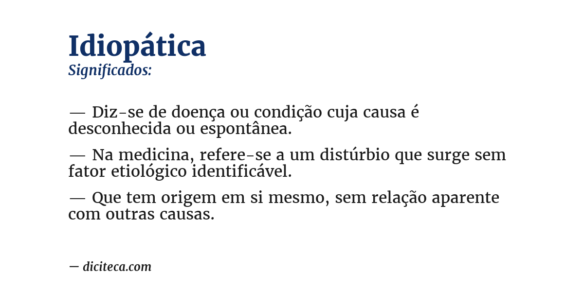 Significado de idiopática