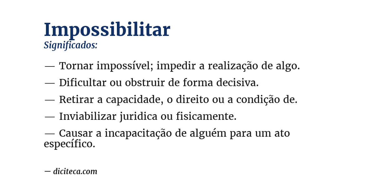 Significado de impossibilitar