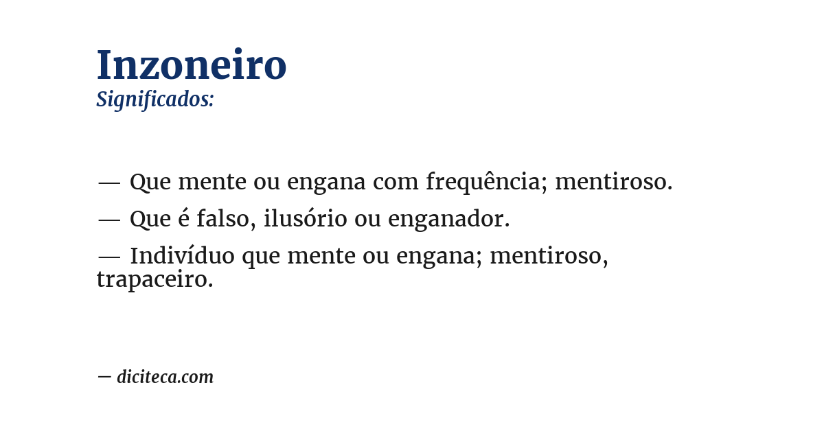 Significado de inzoneiro