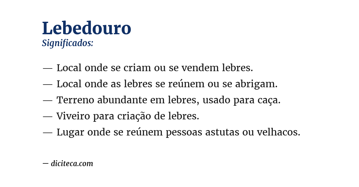 Significado de lebedouro
