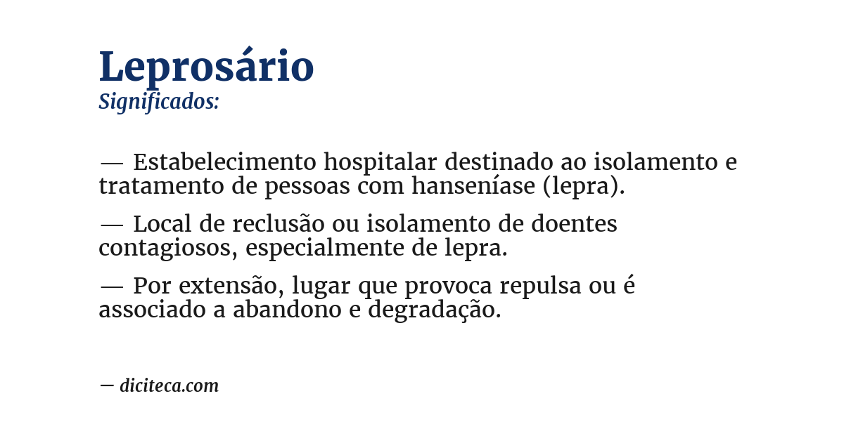 Significado de leprosário