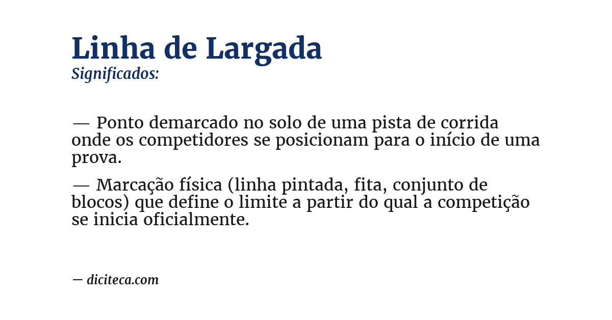 Significado de linha de largada