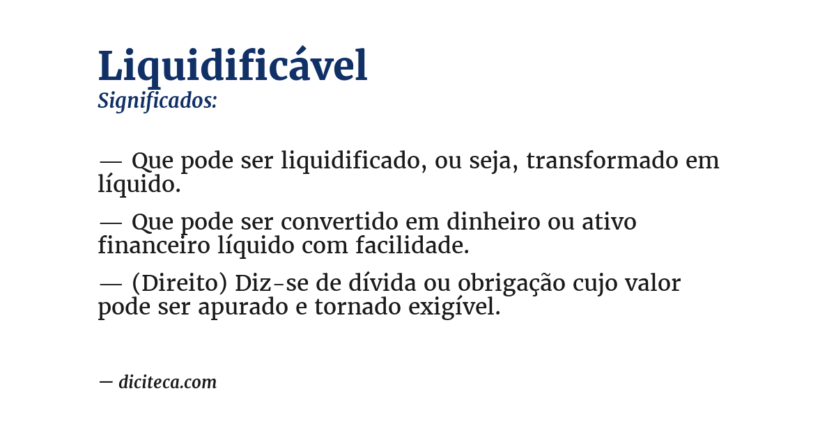 Significado de liquidificável