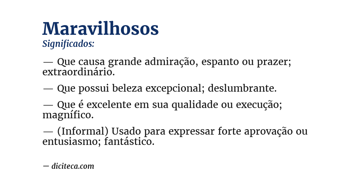 Significado de maravilhosos