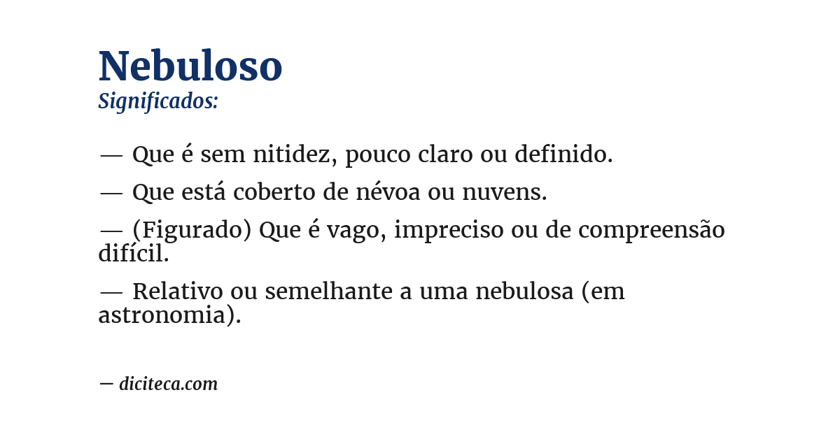 Significado de nebuloso