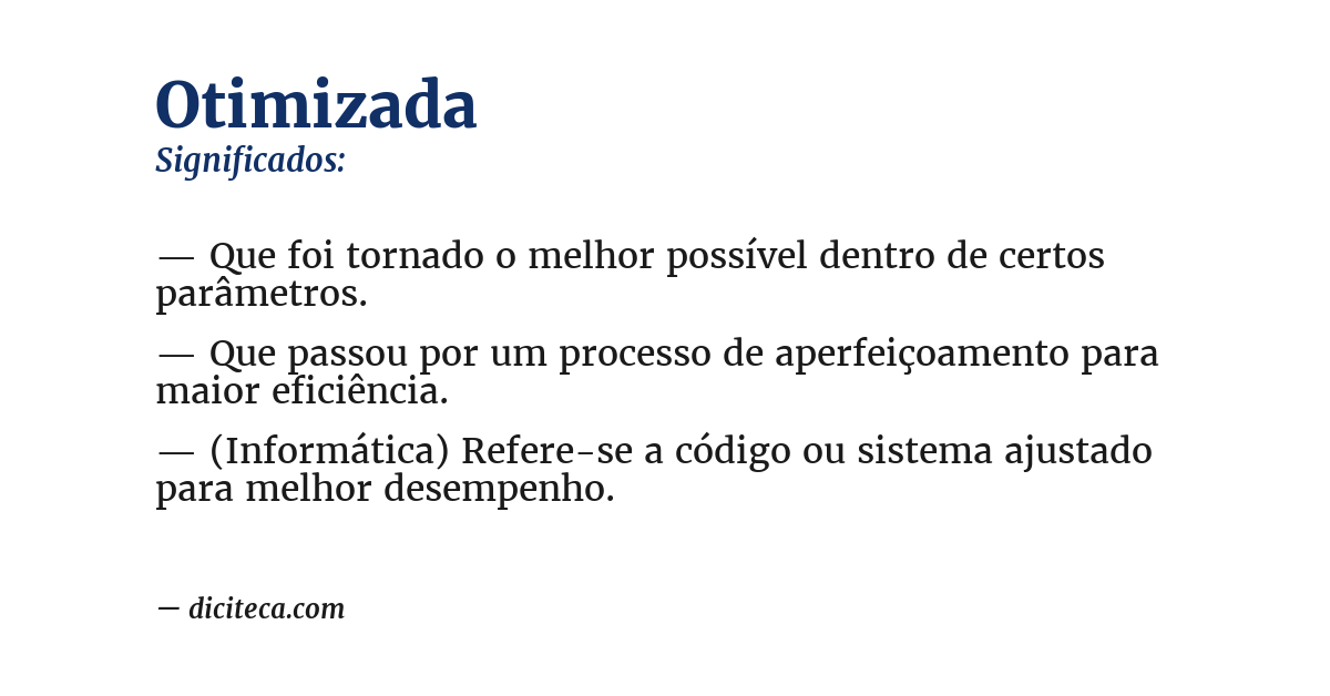 Significado de otimizada