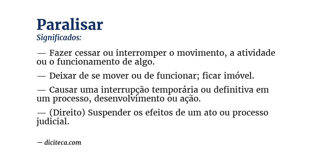 Significado de paralisar