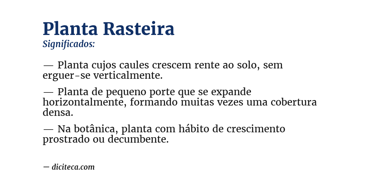 Significado de planta rasteira