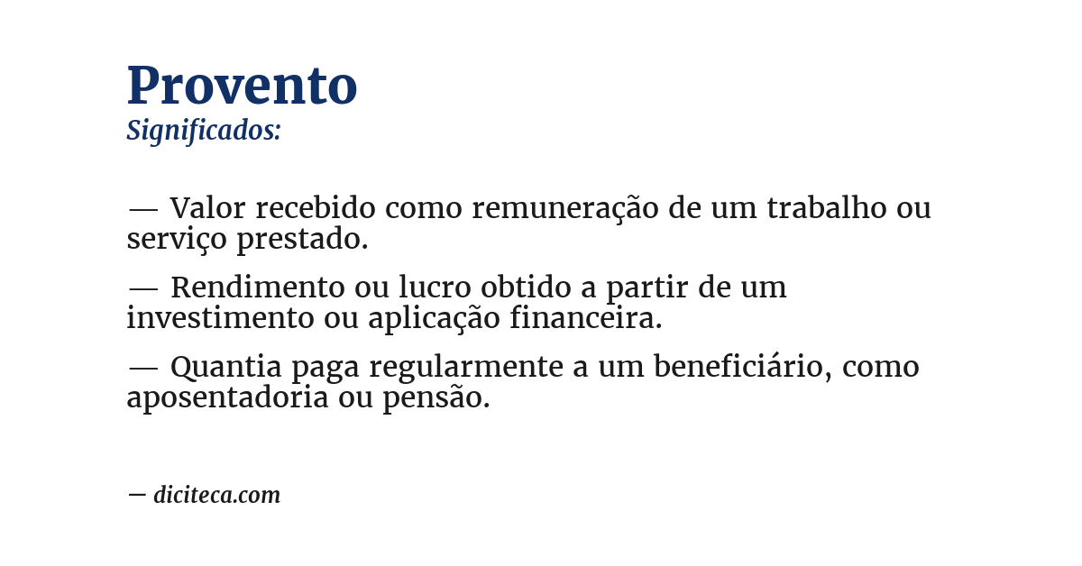 Significado de provento