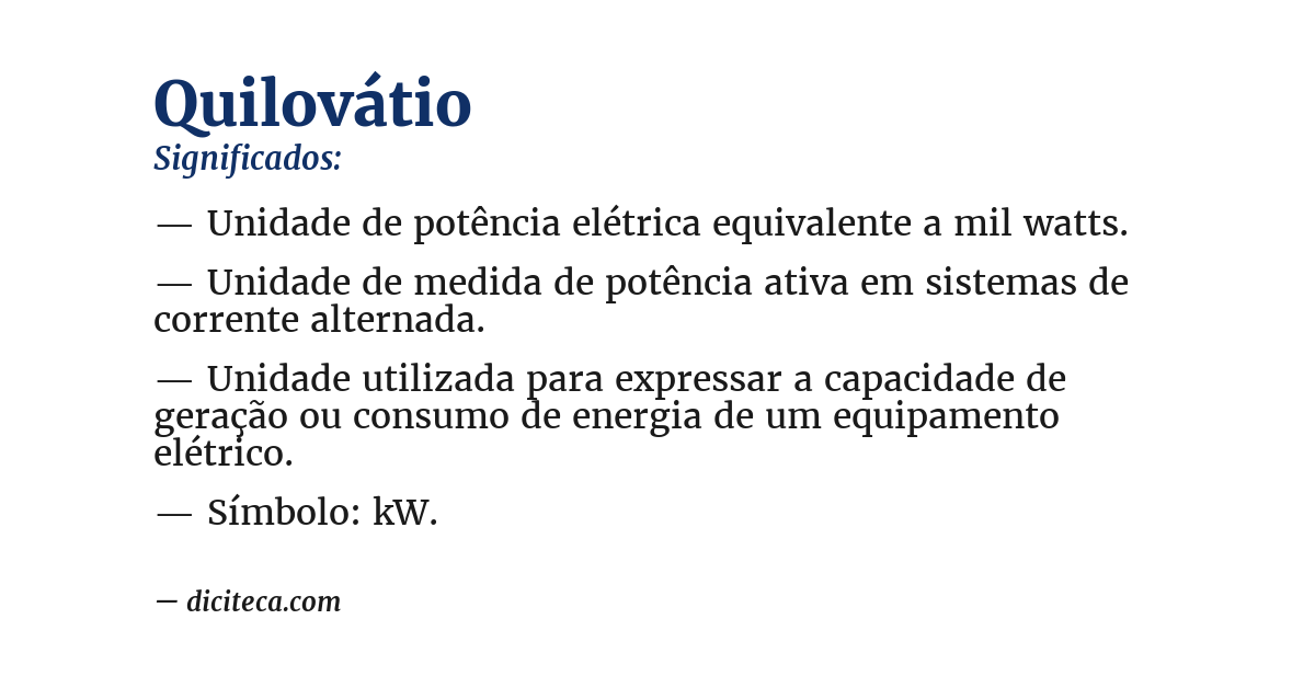 Significado de quilovátio