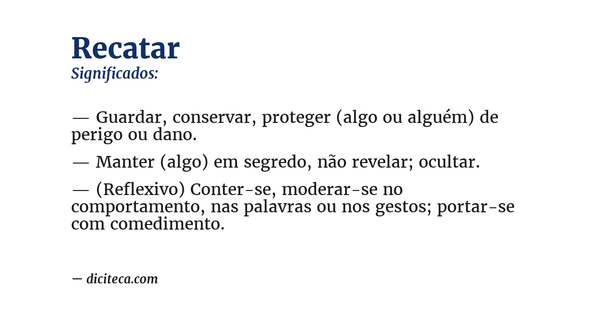 Significado de recatar