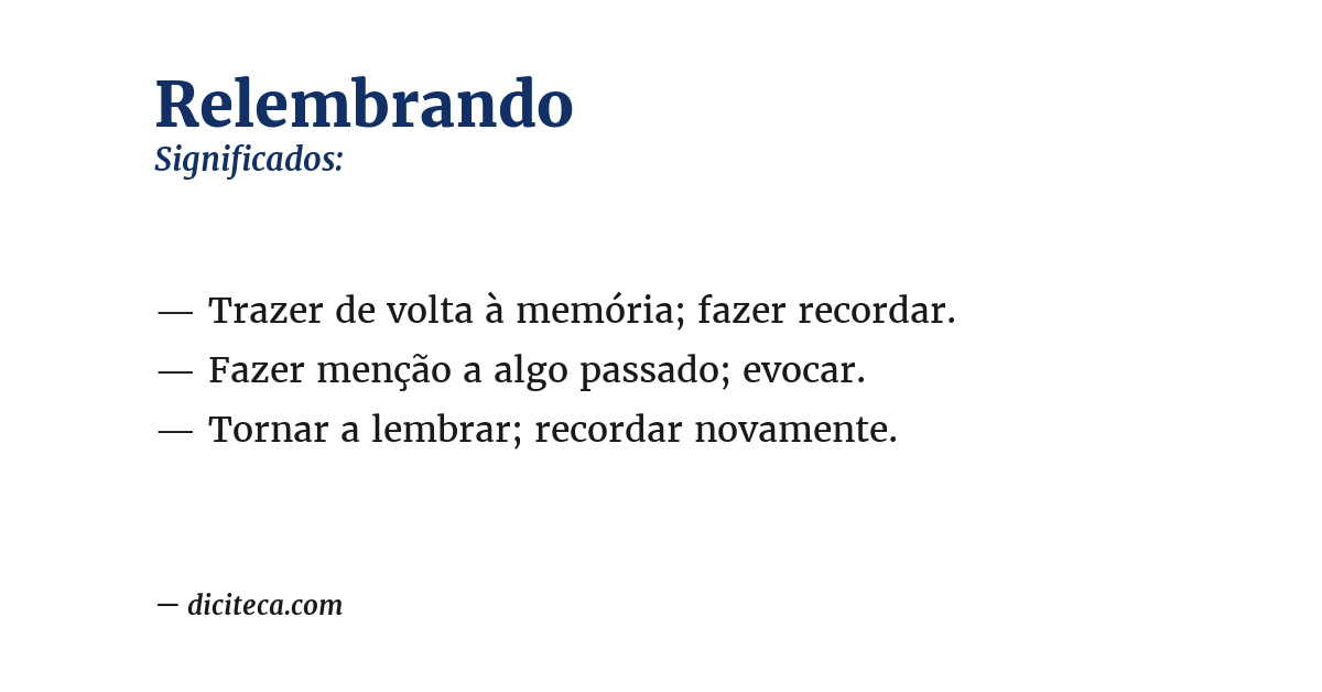 Significado de relembrando