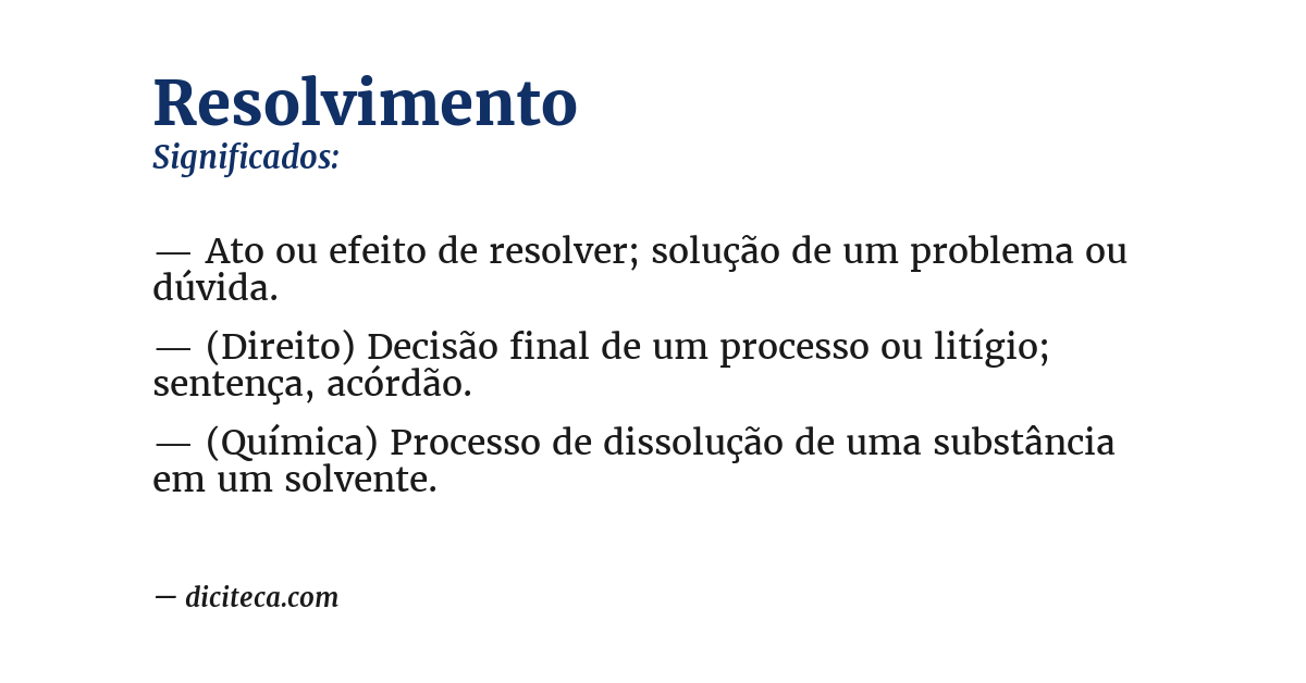 Significado de resolvimento
