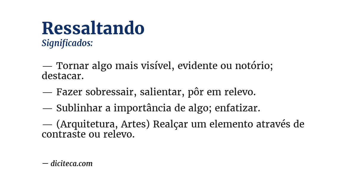 Significado de ressaltando