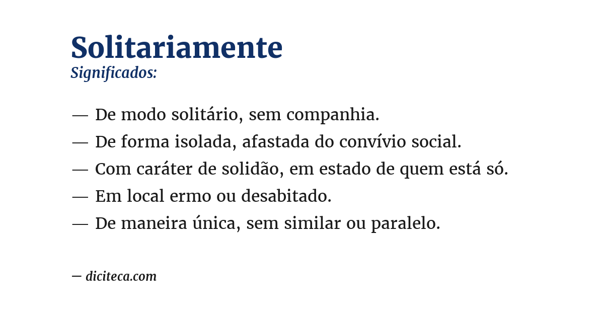 Significado de solitariamente