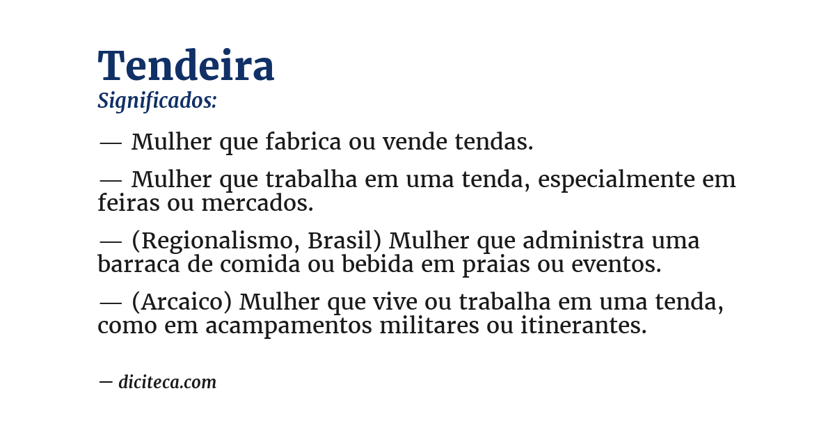 Significado de tendeira