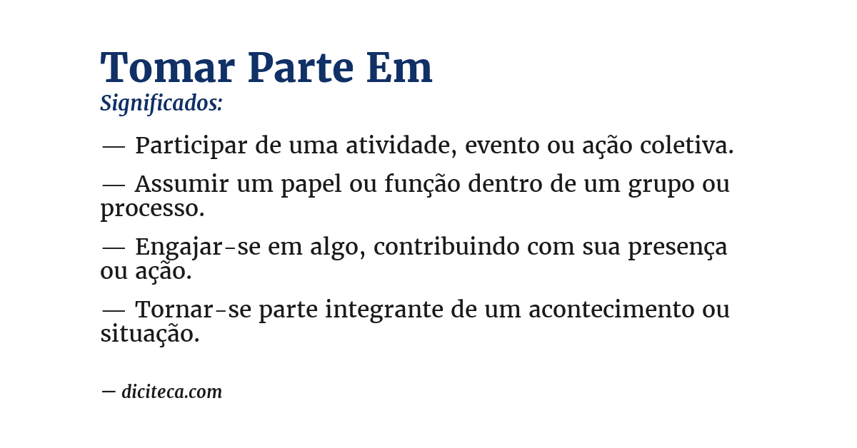Significado de tomar parte em