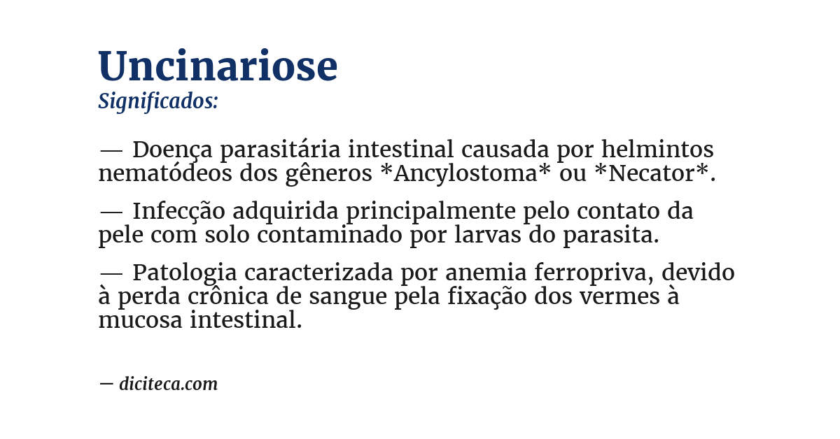 Significado de uncinariose