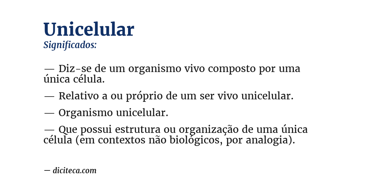 Significado de unicelular