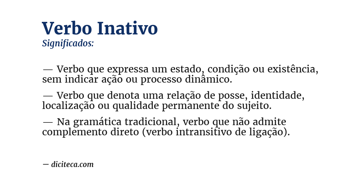 Significado de verbo inativo