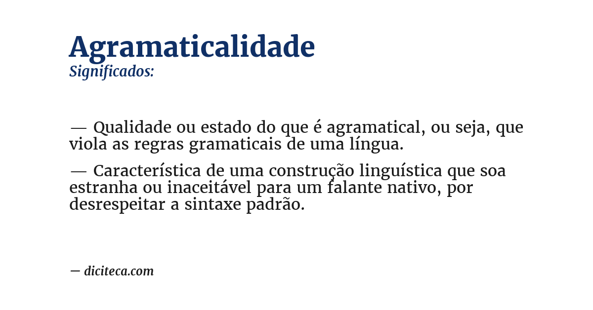 Significado de agramaticalidade