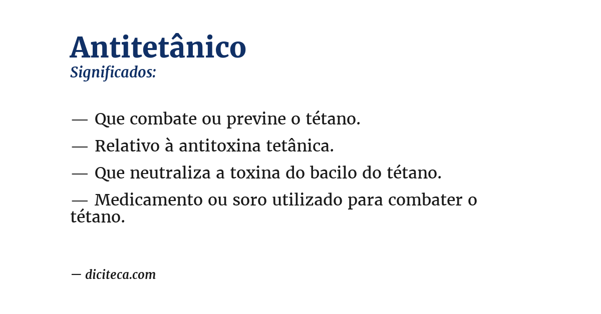Significado de antitetânico