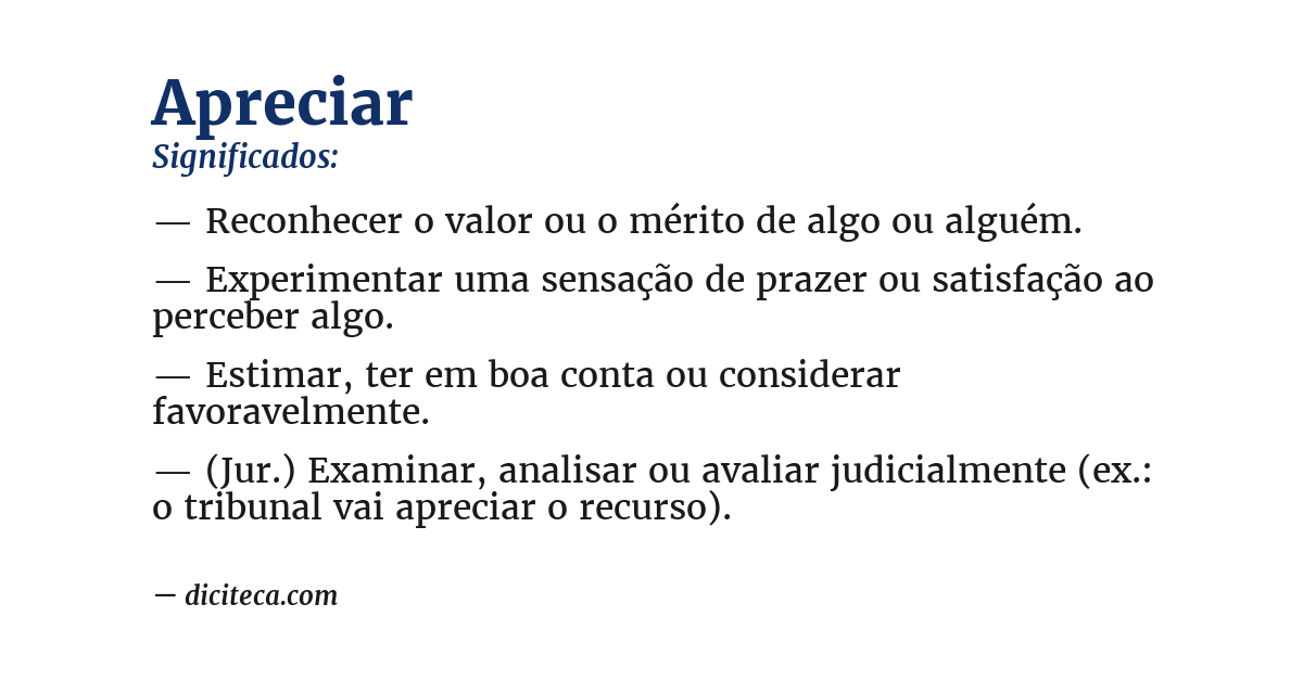 Significado de apreciar