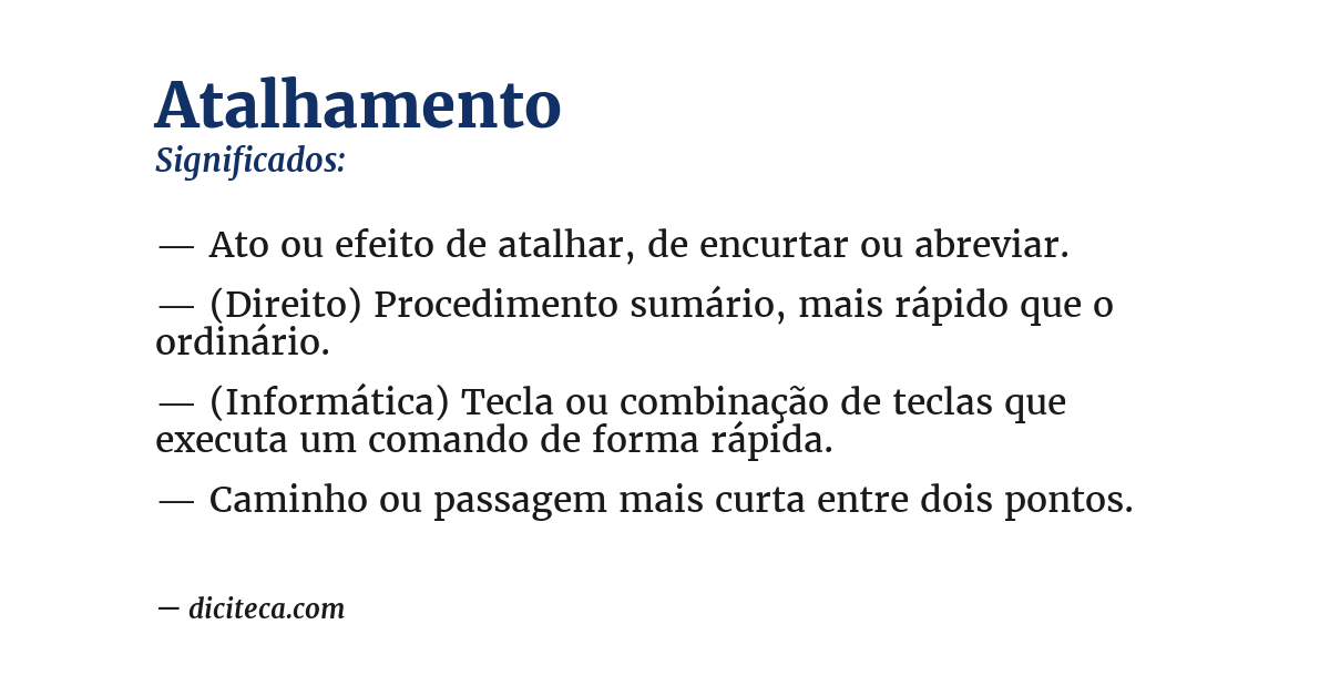 Significado de atalhamento