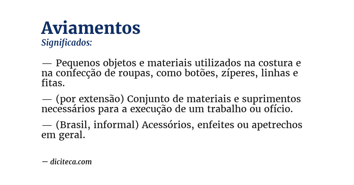 Significado de aviamentos