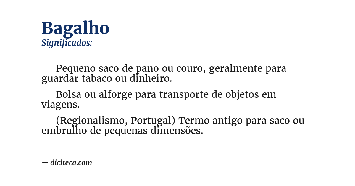 Significado de bagalho