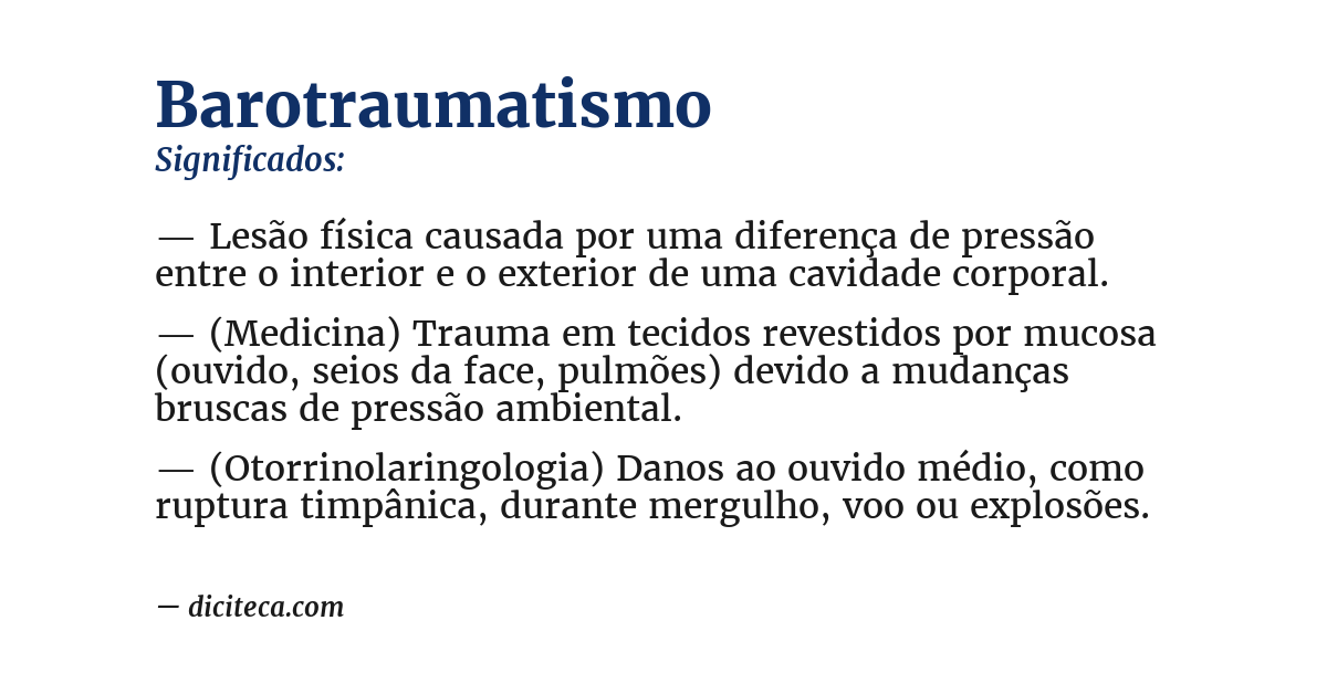 Significado de barotraumatismo