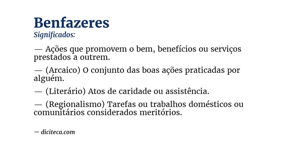 Significado de benfazeres