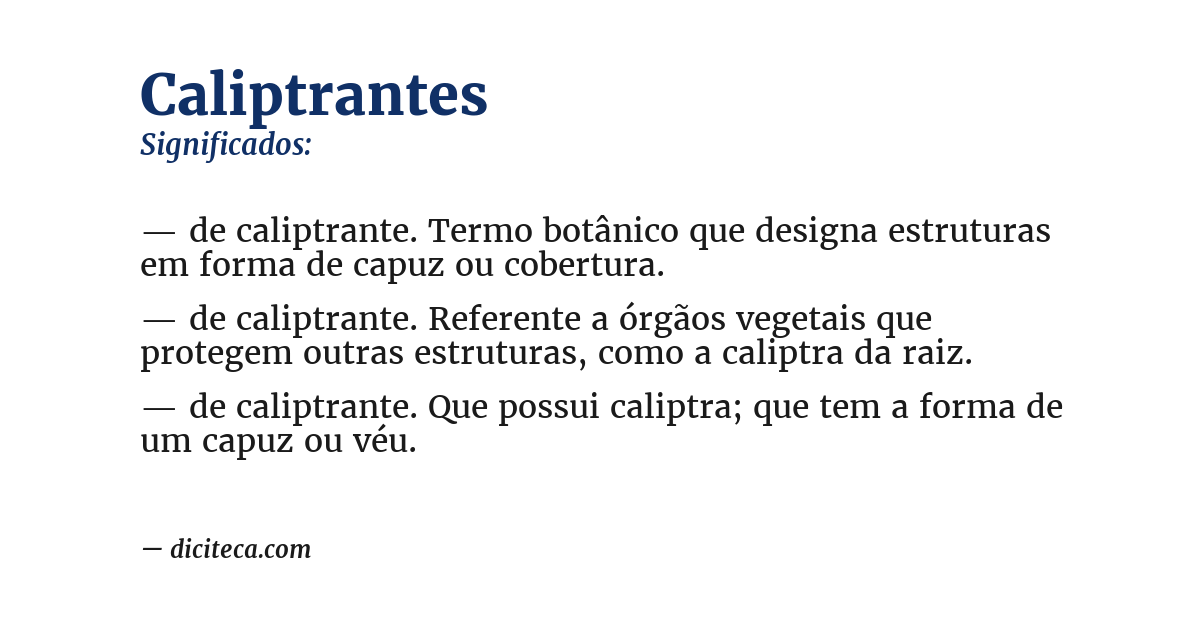 Significado de caliptrantes