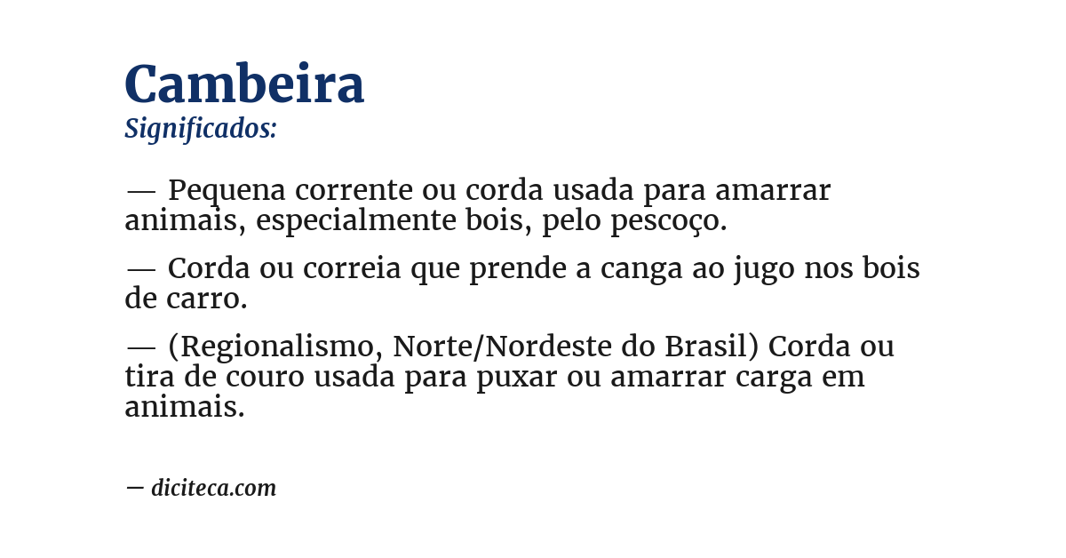 Significado de cambeira