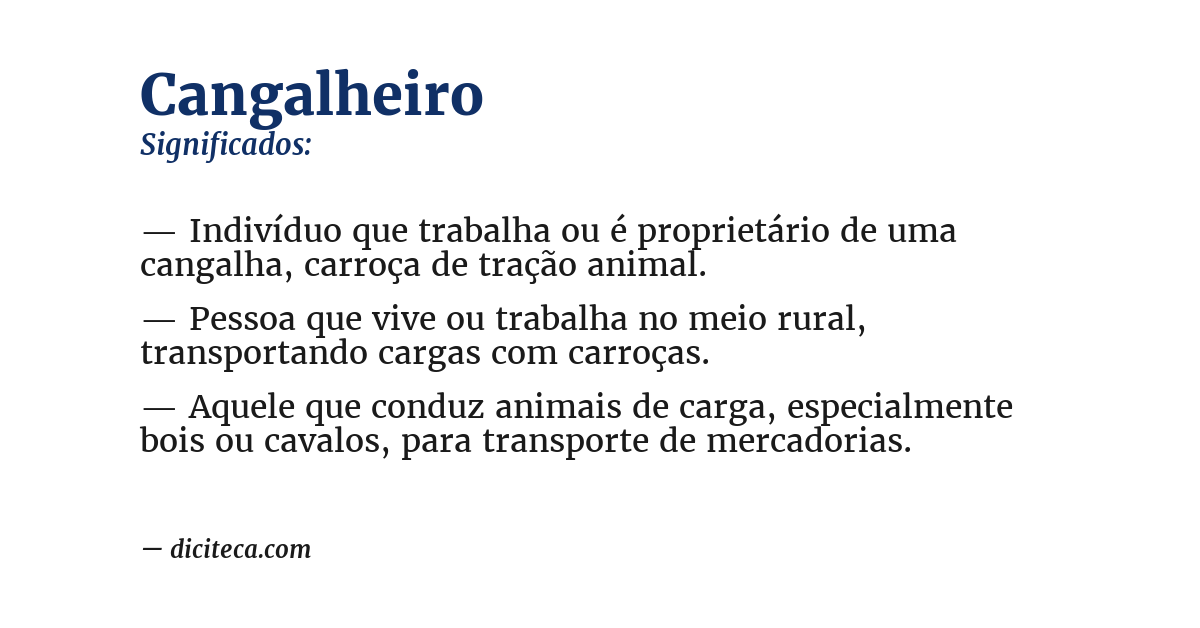 Significado de cangalheiro