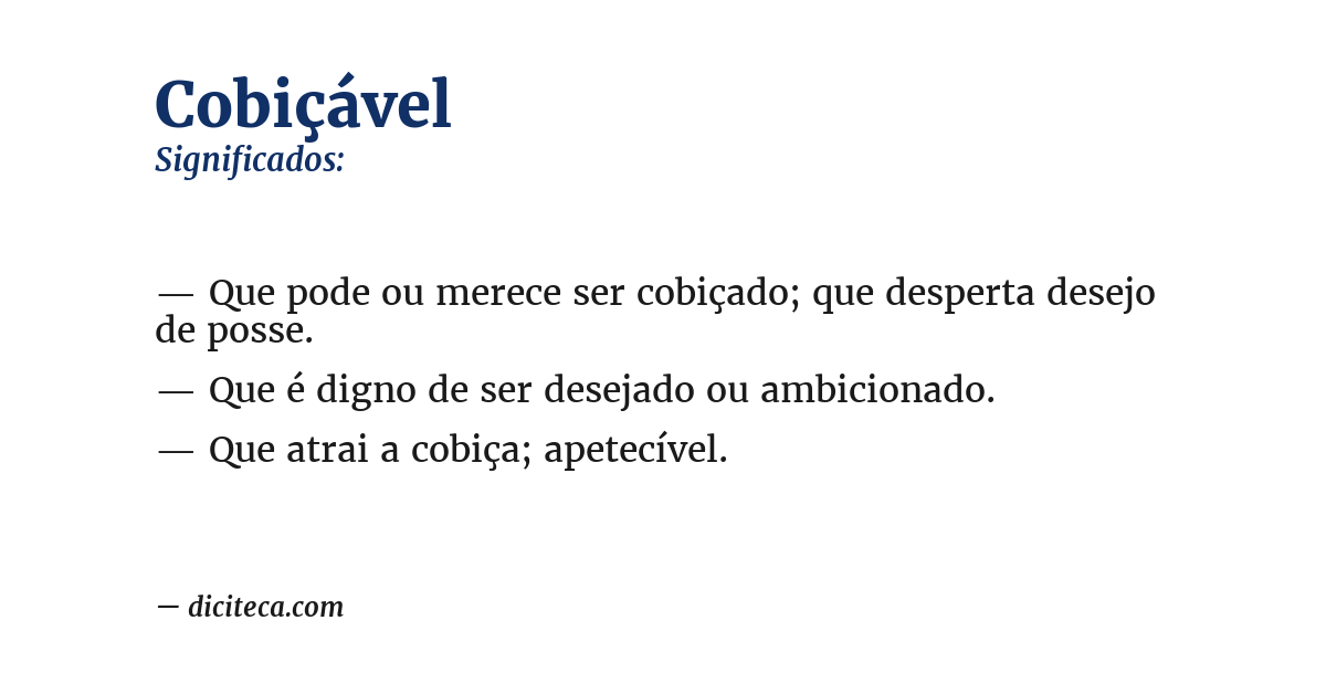 Significado de cobiçável